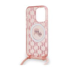 Karl Lagerfeld Karl Lagerfeld IML Crossbody Monogram Karl &amp; Choupette Head MagSafe - etui za iPhone 15 Pro (roza)