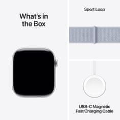 Apple Watch S10 GPS ura, 42mm, srebrno ohišje iz aluminija z modrim športnim paščkom (mwwd3qh/a)