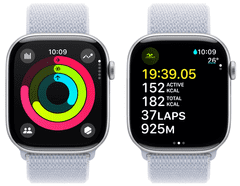 Apple Watch S10 GPS ura, 42mm, srebrno ohišje iz aluminija z modrim športnim paščkom (mwwd3qh/a)