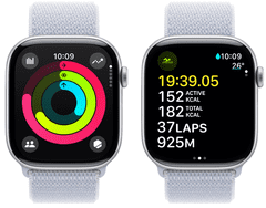 Apple Watch S10 pametna ura, 46mm, srebrno ohišje z modrim športnim paščkom (mwwn3qh/a)