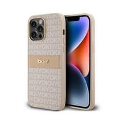 DKNY DKNY Usnjeno enoplastno ohišje s črto in kovinskim logotipom - ohišje za iPhone 14 Pro (roza)