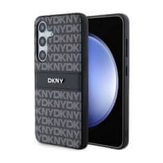 DKNY DKNY Usnjeno enobarvno ohišje s črto in kovinskim logotipom - Ohišje za Samsung Galaxy S24 (črno)