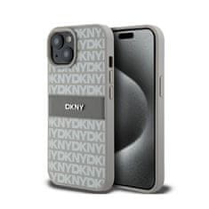 DKNY DKNY Usnjeni enoplastni ovitek s črto in kovinskim logotipom - ovitek za iPhone 15 Plus / 14 Plus (bež)