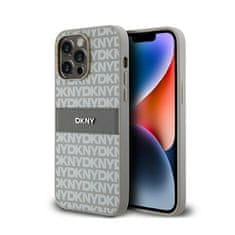 DKNY DKNY Usnjeno enoplastno ohišje s črto in kovinskim logotipom - ohišje za iPhone 14 Pro (bež)