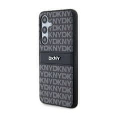 DKNY DKNY Usnjeno enobarvno ohišje s črto in kovinskim logotipom - Ohišje za Samsung Galaxy S24 (črno)