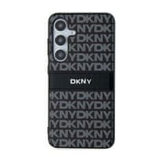 DKNY DKNY Usnjeno enobarvno ohišje s črto in kovinskim logotipom - Ohišje za Samsung Galaxy S24 (črno)