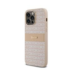 DKNY DKNY Usnjeno enoplastno ohišje s črto in kovinskim logotipom - ohišje za iPhone 14 Pro Max (roza)