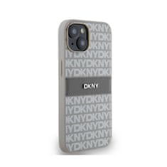 DKNY DKNY Usnjeno enoplastno ohišje s črto in kovinskim logotipom - ohišje za iPhone 14 / 15 / 13 (bež)