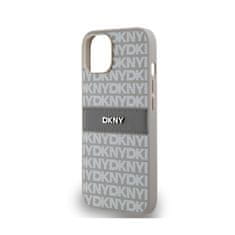 DKNY DKNY Usnjeno enoplastno ohišje s črto in kovinskim logotipom - ohišje za iPhone 14 / 15 / 13 (bež)