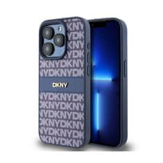 DKNY DKNY Usnjeno enoplastno ohišje s črto in kovinskim logotipom - ohišje za iPhone 15 Pro (modro)