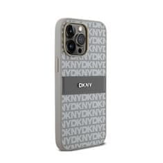 DKNY DKNY Usnjeno enoplastno ohišje s črto in kovinskim logotipom - ohišje za iPhone 14 Pro Max (bež)