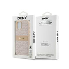 DKNY DKNY Usnjeno enoplastno ohišje s črto in kovinskim logotipom - ohišje za iPhone 14 / 15 / 13 (roza)