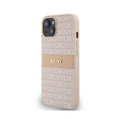 DKNY DKNY Usnjeno enoplastno ohišje s črto in kovinskim logotipom - ohišje za iPhone 14 / 15 / 13 (roza)