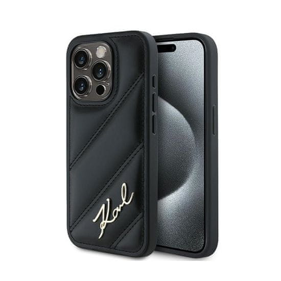 Karl Lagerfeld Karl Lagerfeld Diagonal Quilted Script - Ohišje za iPhone 13 Pro Max (črno)