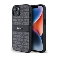 DKNY DKNY Usnjeno enoplastno ohišje s črto in kovinskim logotipom - ohišje za iPhone 14 / 15 / 13 (črno)