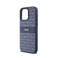 DKNY DKNY Usnjeno enoplastno ohišje s črto in kovinskim logotipom - ohišje za iPhone 15 Pro Max (modro)