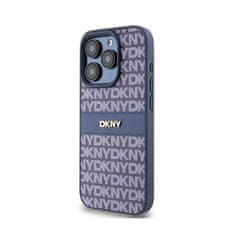 DKNY DKNY Usnjeno enoplastno ohišje s črto in kovinskim logotipom - ohišje za iPhone 15 Pro (modro)