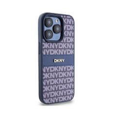 DKNY DKNY Usnjeno enoplastno ohišje s črto in kovinskim logotipom - ohišje za iPhone 15 Pro (modro)