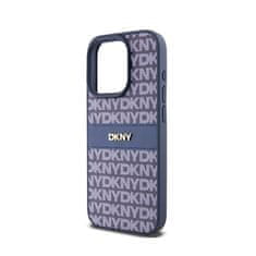 DKNY DKNY Usnjeno enoplastno ohišje s črto in kovinskim logotipom - ohišje za iPhone 15 Pro (modro)