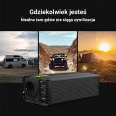 Green Cell Green Cell - Pretvornik napetosti Inverter 24V na 230V 1000W/2000W Čisti sinusni val