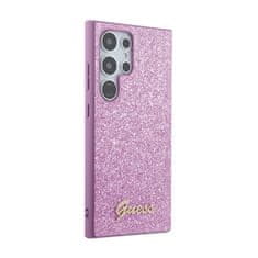 Guess Guess kovinski ovitek z logotipom Glitter Flakes - Samsung Galaxy S24 Ultra Case (vijolična)