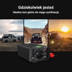 Green Cell Green Cell - Pretvornik napetosti Inverter 12V na 230V 150W/300W Čisti sinusni val