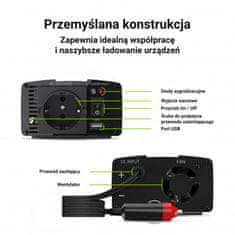 Green Cell Green Cell - Pretvornik napetosti Inverter 12V na 230V 150W/300W Čisti sinusni val