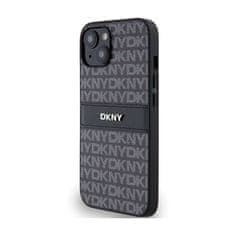 DKNY DKNY Usnjeno enoplastno ohišje s črto in kovinskim logotipom - ohišje za iPhone 14 / 15 / 13 (črno)