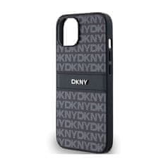 DKNY DKNY Usnjeno enoplastno ohišje s črto in kovinskim logotipom - ohišje za iPhone 14 / 15 / 13 (črno)