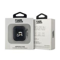 Karl Lagerfeld Karl Lagerfeld Monogram Karl &amp; Choupette Head - etui za AirPods 1/2 gen (črn)