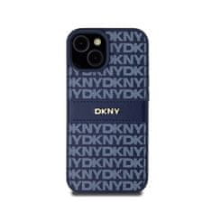 DKNY DKNY Usnjeno enoplastno ohišje s črto in kovinskim logotipom - ohišje za iPhone 15 / 14 / 13 (modro)