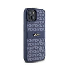 DKNY DKNY Usnjeno enoplastno ohišje s črto in kovinskim logotipom - ohišje za iPhone 15 / 14 / 13 (modro)