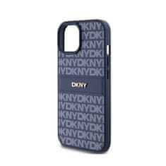 DKNY DKNY Usnjeno enoplastno ohišje s črto in kovinskim logotipom - ohišje za iPhone 15 / 14 / 13 (modro)