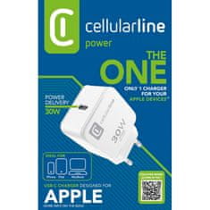 CellularLine Cellularline The One - 30W omrežni polnilnik USB-C Power Delivery (bel)