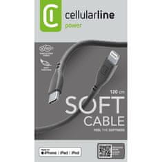 CellularLine Cellularline Soft Cable - kabel USB-C z Lightningom s certifikatom MFi 1,2 m (črn)