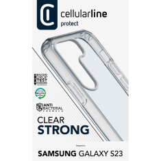 CellularLine Cellularline Clear Strong - Ohišje za Samsung Galaxy S23 s protimikrobno zaščito (prozorno)