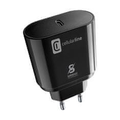 CellularLine Cellularline - Super hitri polnilec USB-C 25 W (zasnovan za Samsung), omrežni polnilec (črn)