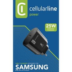 CellularLine Cellularline - Super hitri polnilec USB-C 25 W (zasnovan za Samsung), omrežni polnilec (črn)