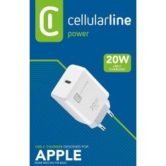 CellularLine Cellularline - 20W omrežni polnilnik USB-C Power Delivery (zasnovan za Apple) (bel)