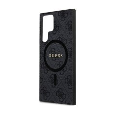 Guess Guess 4G Collection Usnjeno kovinsko ohišje z logotipom MagSafe - Samsung Galaxy S24 Ultra (črno)