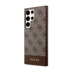 Guess Guess 4G Bottom Stripe Metal Logo Collection - Ohišje za Samsung Galaxy S24 Ultra (rjavo)