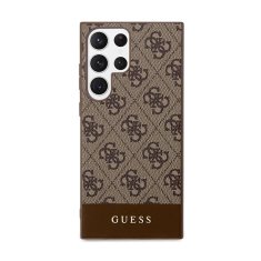 Guess Guess 4G Bottom Stripe Metal Logo Collection - Ohišje za Samsung Galaxy S24 Ultra (rjavo)