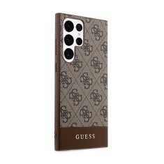 Guess Guess 4G Bottom Stripe Metal Logo Collection - Ohišje za Samsung Galaxy S24 Ultra (rjavo)