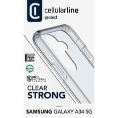 CellularLine Cellularline Clear Strong - Ohišje za Samsung Galaxy A34 5G s protimikrobno zaščito (prozorno)