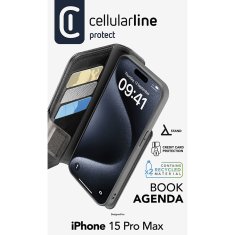 CellularLine Cellularline Book Agenda - Ohišje za iPhone 15 Pro Max s prevleko MICROBAN (črno)