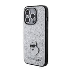 Karl Lagerfeld Karl Lagerfeld Fixed Glitter Choupette Logo Metal Pin - iPhone 15 Pro Case (srebrn)