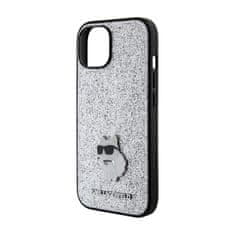 Karl Lagerfeld Karl Lagerfeld Fixed Glitter Choupette Logo Metal Pin - iPhone 15 / 14 / 13 Case (silver)