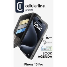 CellularLine Cellularline Book Agenda - Ohišje za iPhone 15 Pro s prevleko MICROBAN (črno)