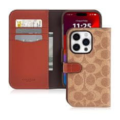 Coach Ohišje Coach Folio Signature C - ohišje 2-v-1 z ovitkom za iPhone 15 Pro (Tan)