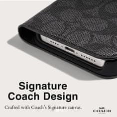 Coach Ohišje Coach Folio Signature C - ohišje 2-v-1 z ovitkom za iPhone 15 Pro (oglje)